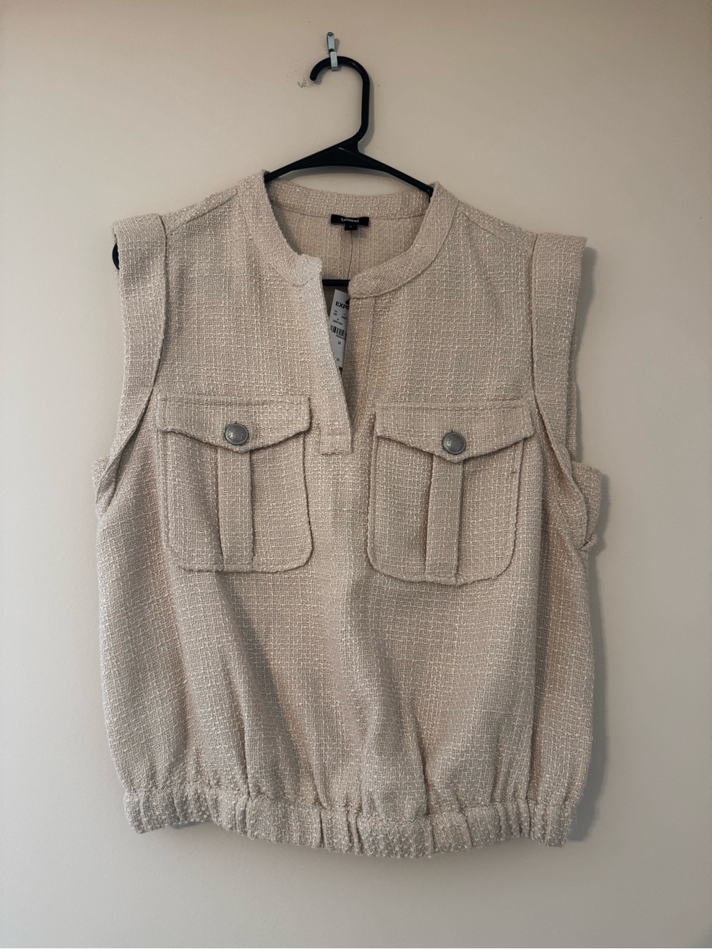 Express Beige Sleeveless Textured Tank Top